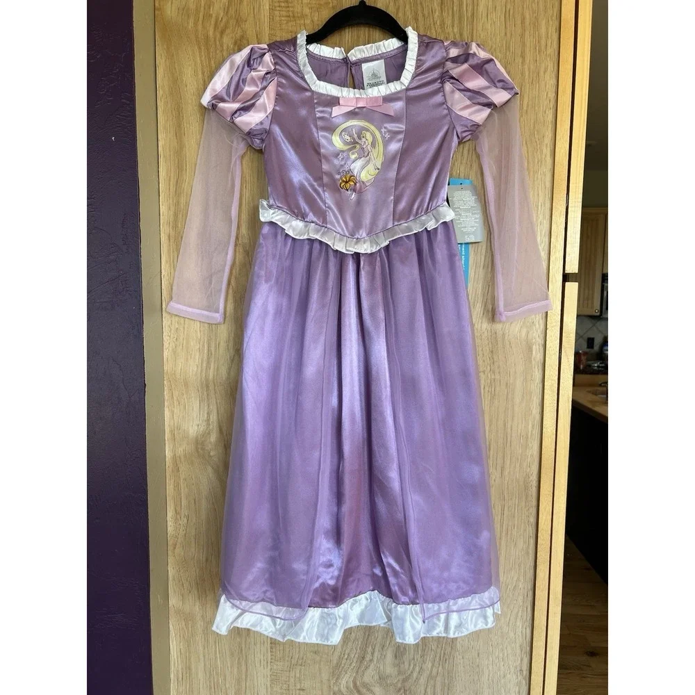 Disney Store Rapunzel Tangled Princess Dress Deluxe Nightgown Costume 5/6 New